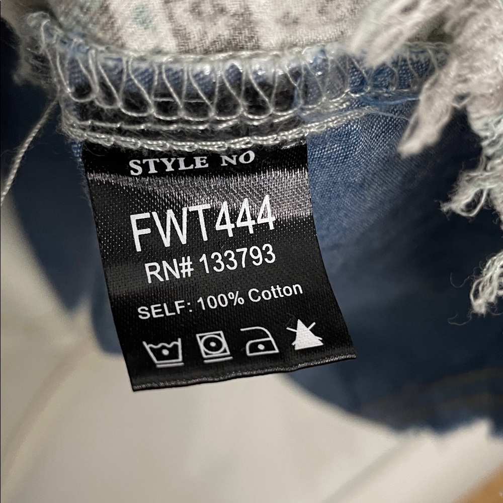 POL Boho Mixed Print Patchwork Denim Button-Up Sh… - image 5